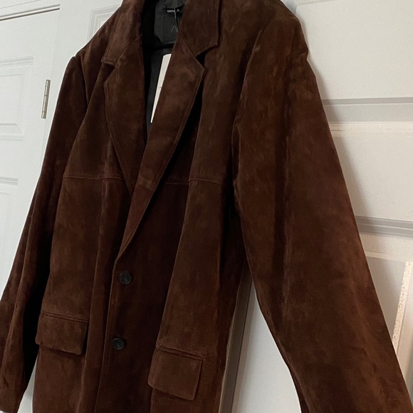 Zara Women's Dark Brown Genuine Suede Oversized Jacket L - Picture 4 of 11